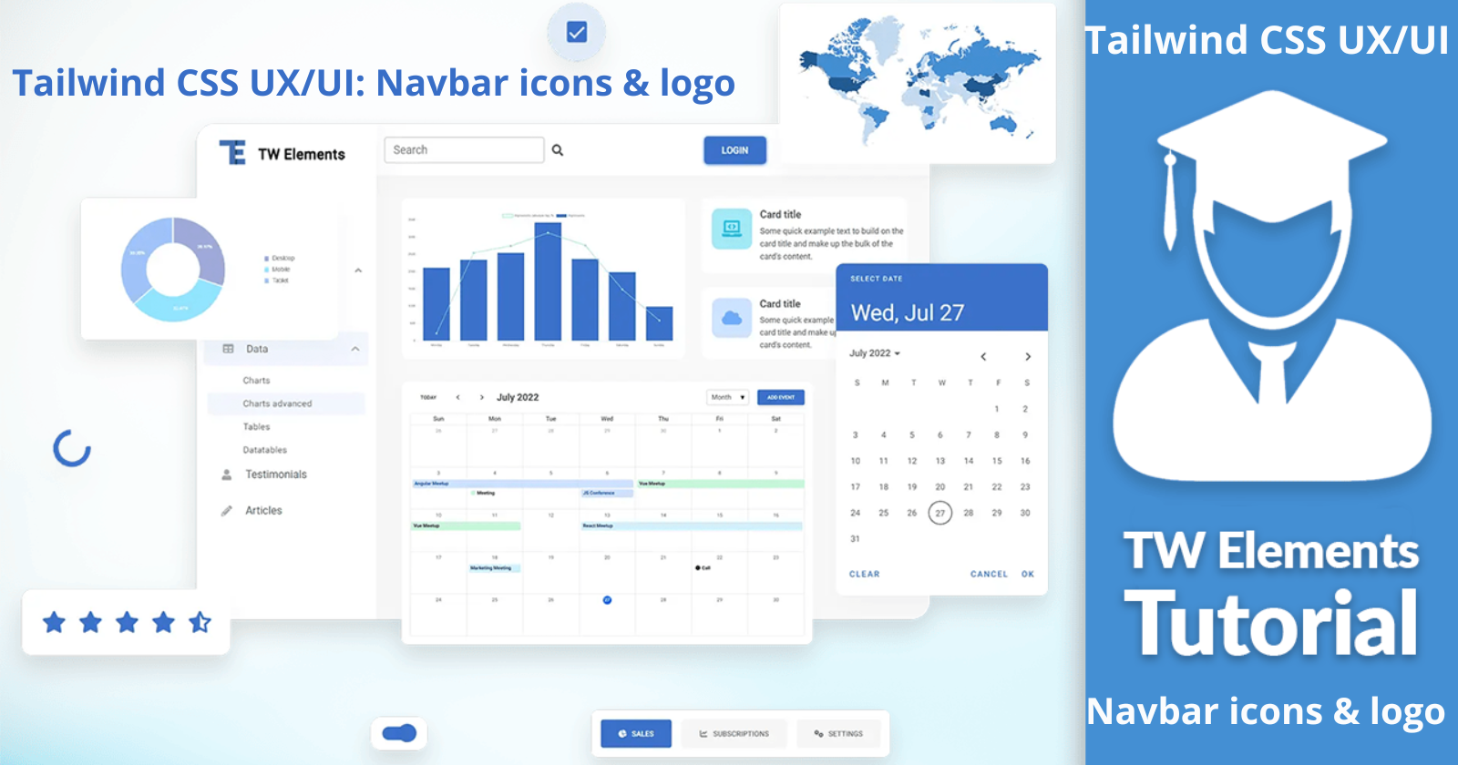 Tailwind CSS UX/UI Design Course - Navbar icons & logo