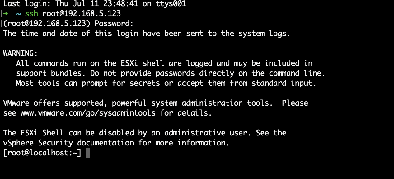 使用 SSH 连接 ESXi 8