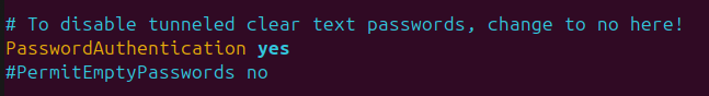 PasswordAuthentication yes