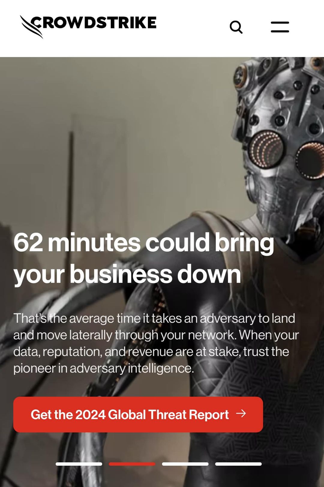 Ironic CrowdStrike advertisement indicating how "62 minutes could bring down your business". With friends like these, who needs adversaries?