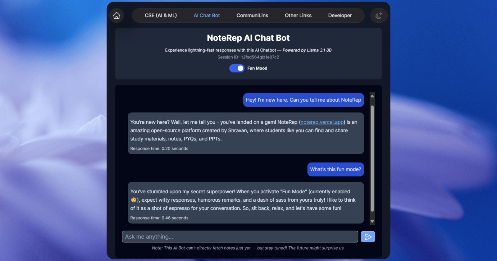 A Brief look at how the 'NoteRep AI Chatbot' works