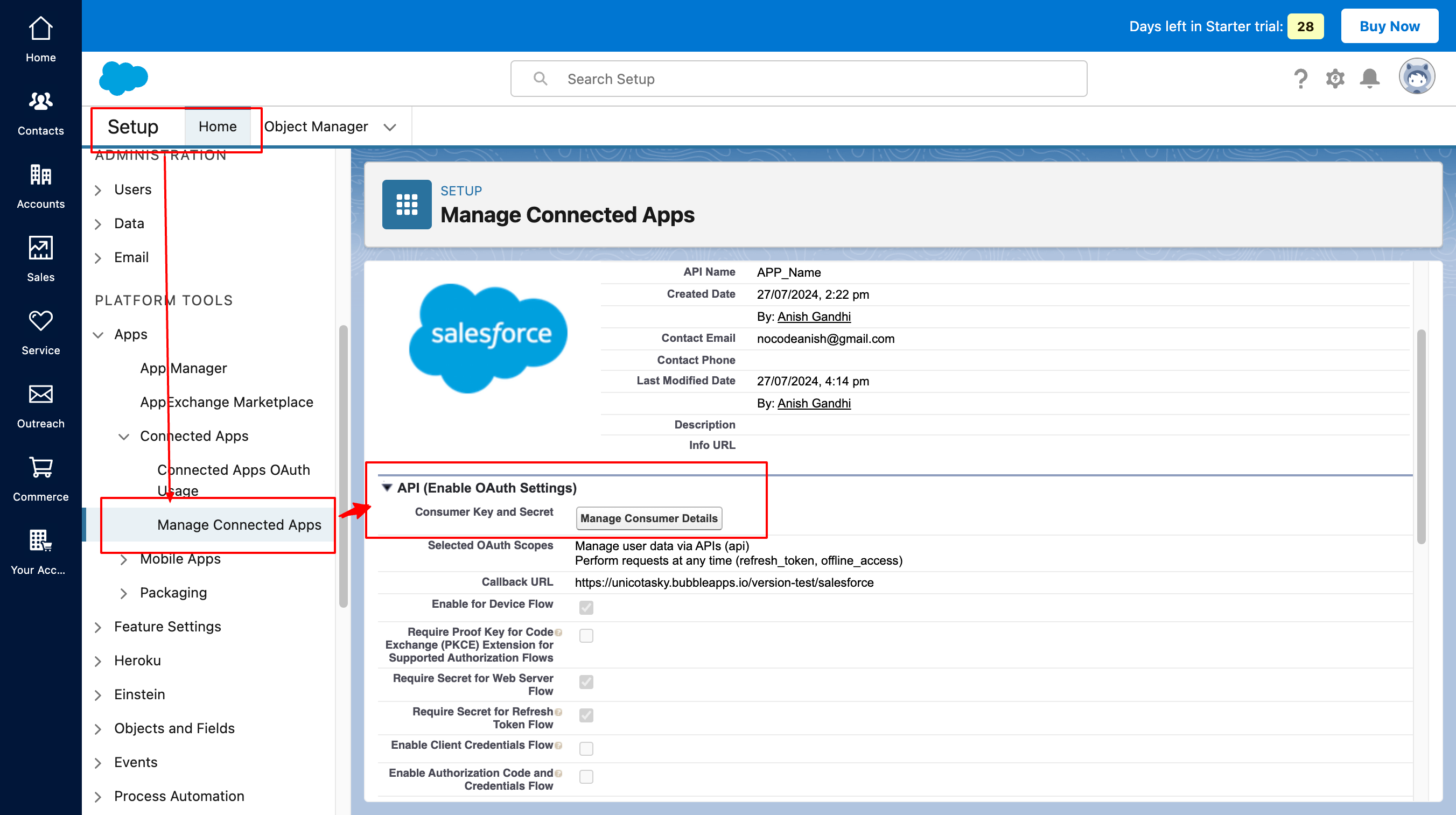 Find client id and client secret in salesforce