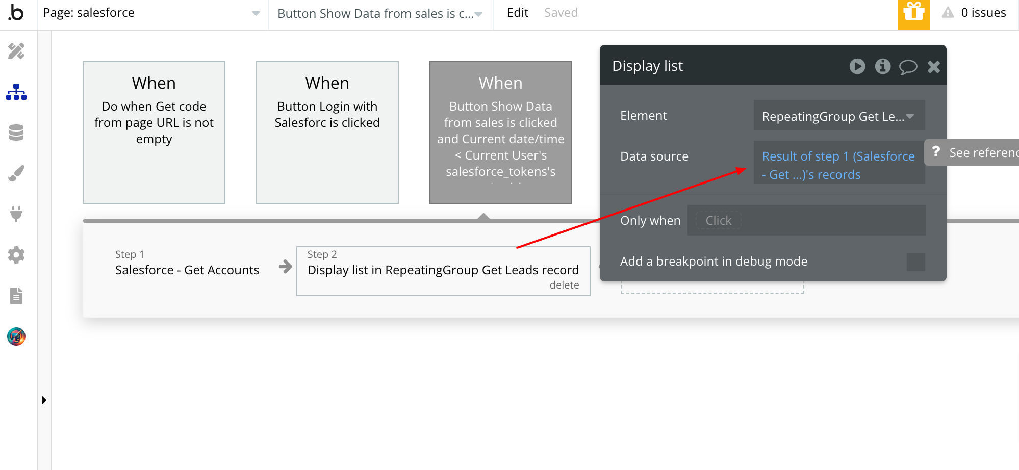 display sata from salesforce accounts