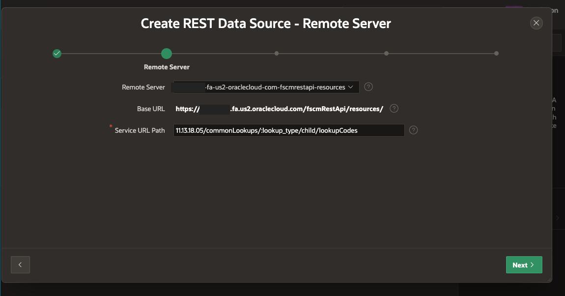 Create an Oracle APEX Fusion SaaS REST Source - 4