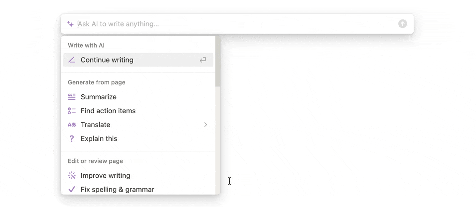 AI features of Notion (GIF by authors)