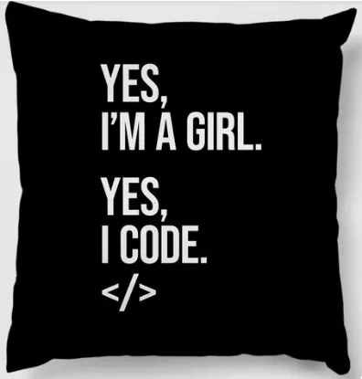 yes i code on a black throw pillow