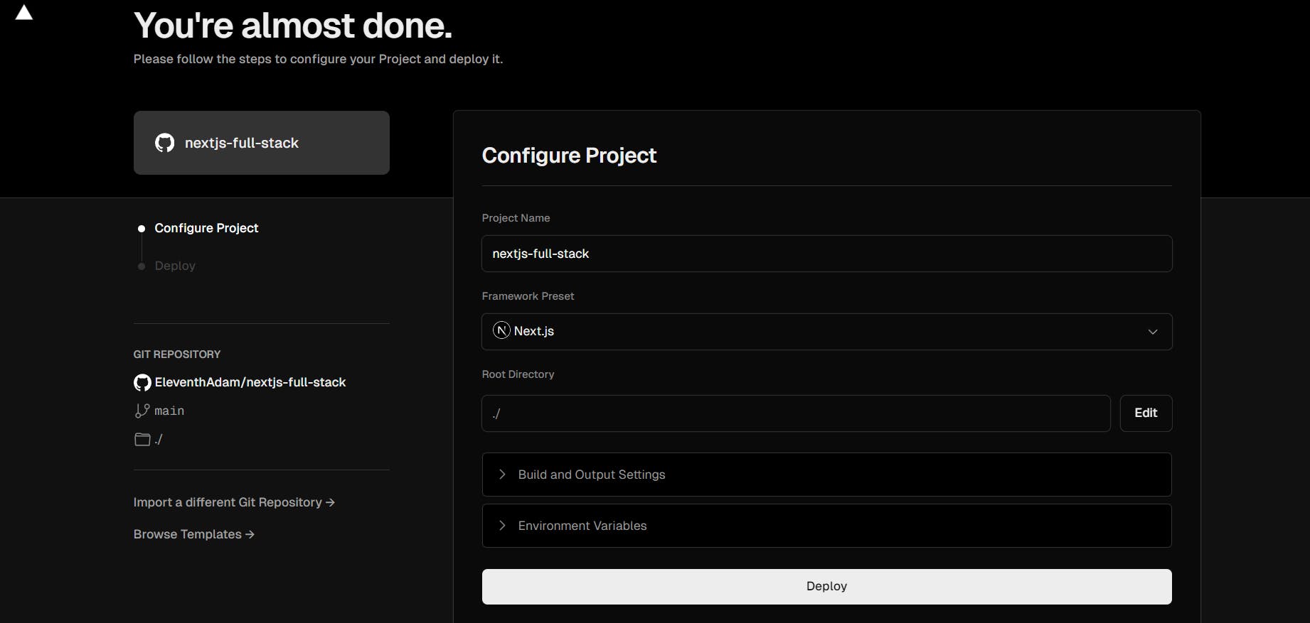 Vercel project configuration