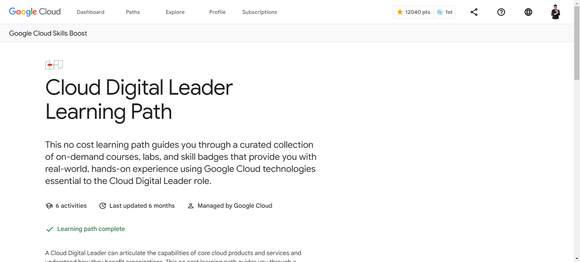 Solution - Cloud Digital Leader Learning Path