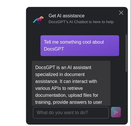 DocsGPT assistant tells something cool about DocsGPT