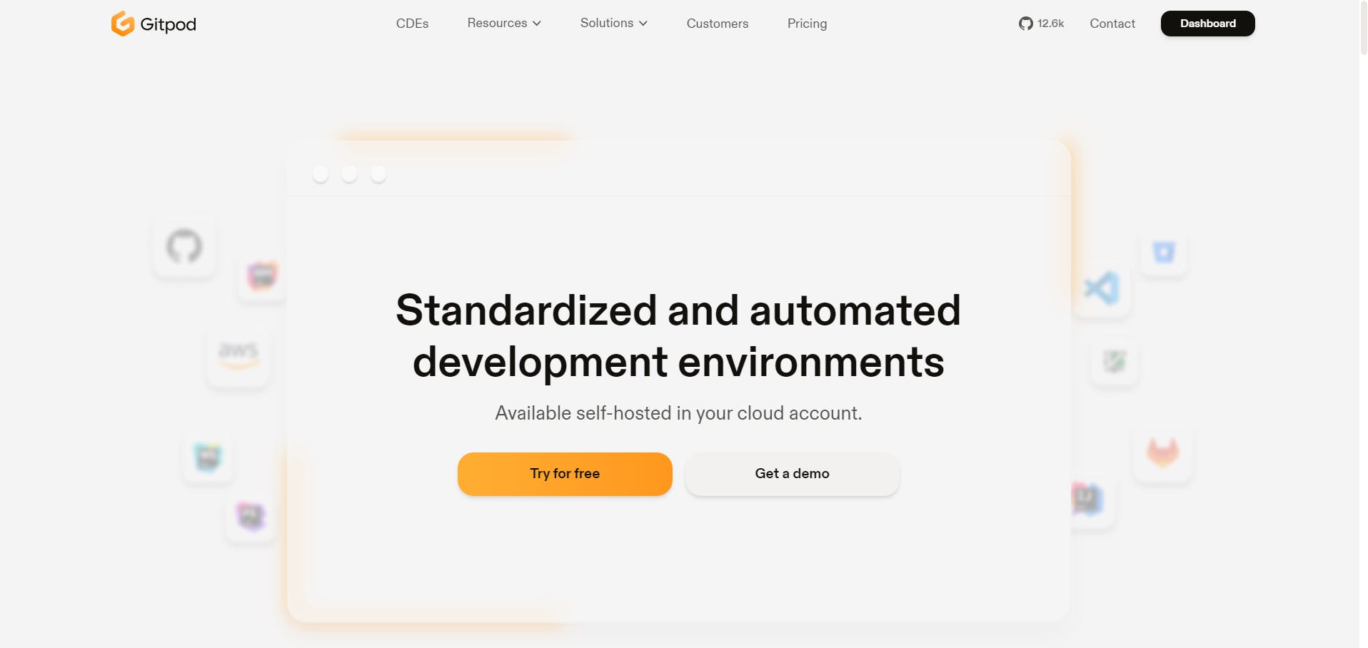 Gitpod landing page