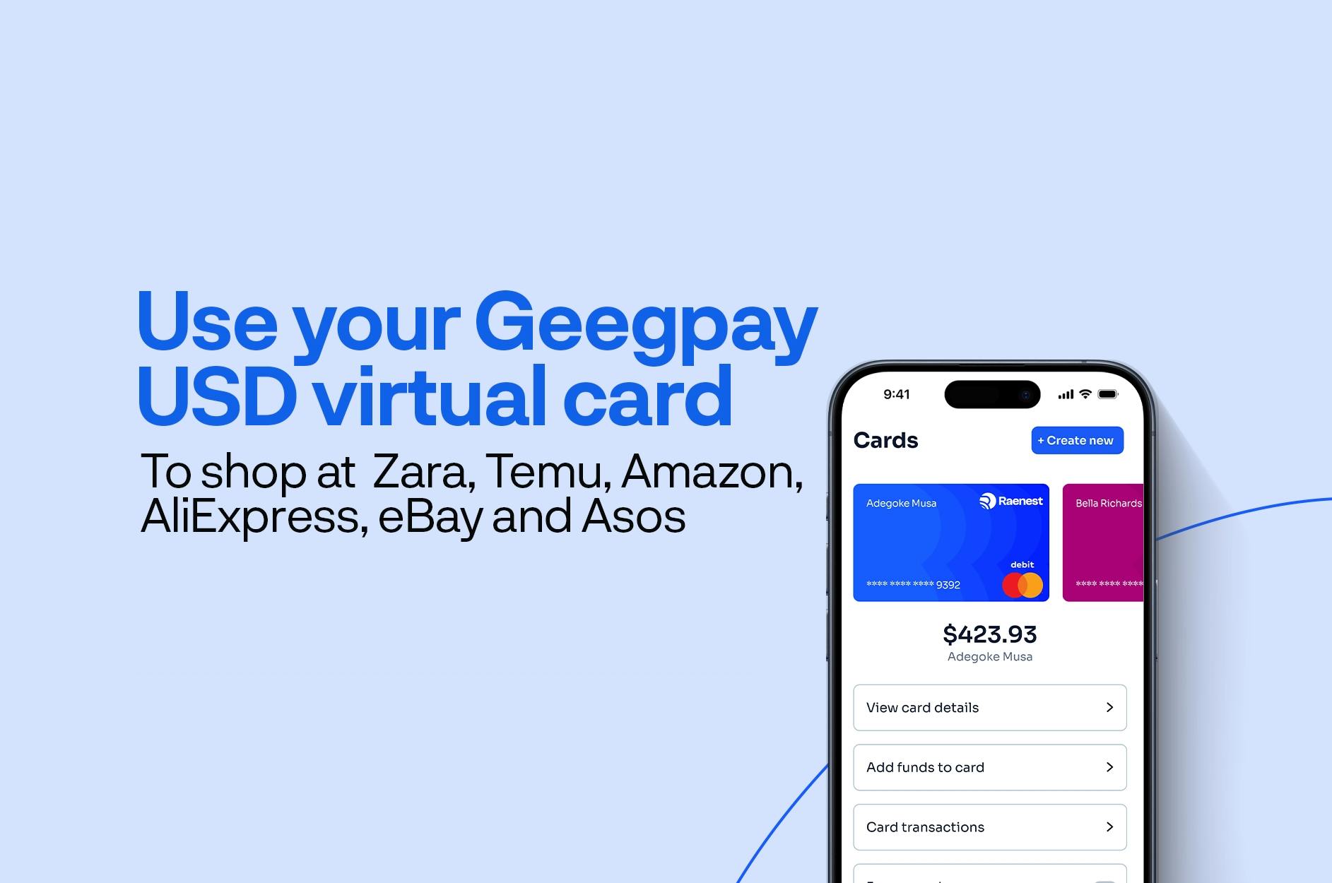 An image of Geegpay Virtual App advertised