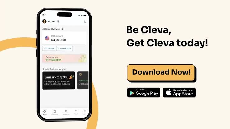 An image of Cleva app advertised for download