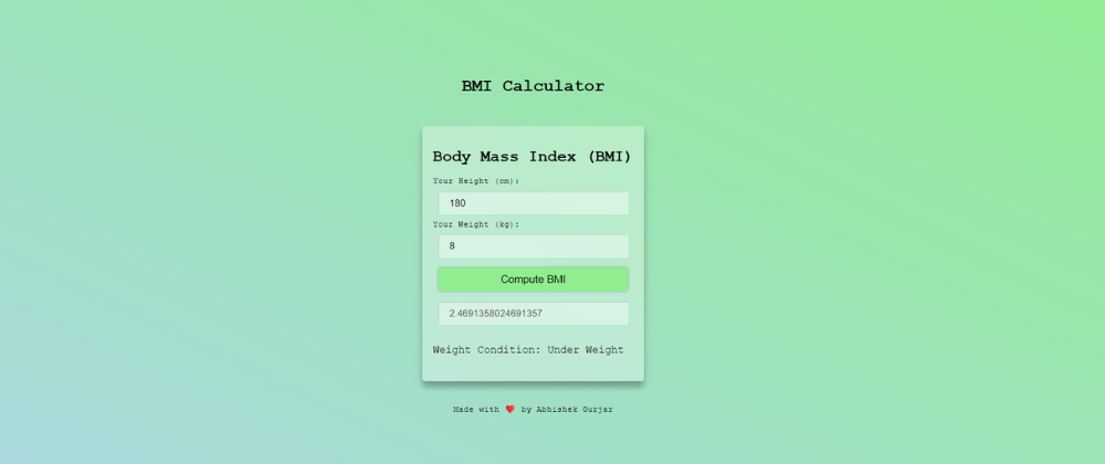 Building a BMI Calculator Website