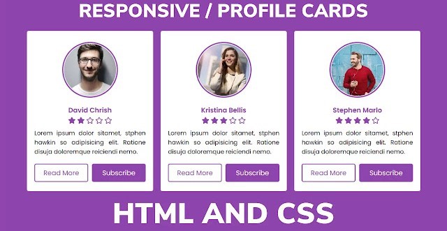 Responsive Profile Cards using HTML & CSS