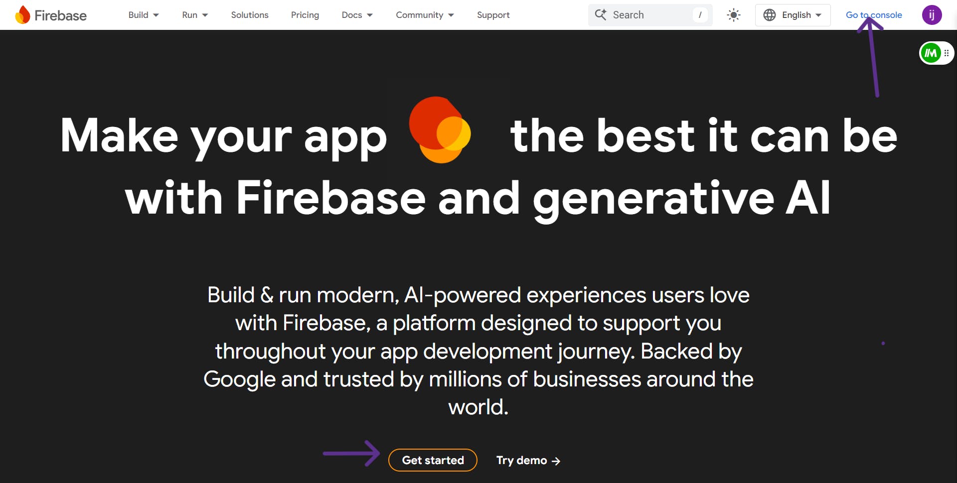 Firebase website