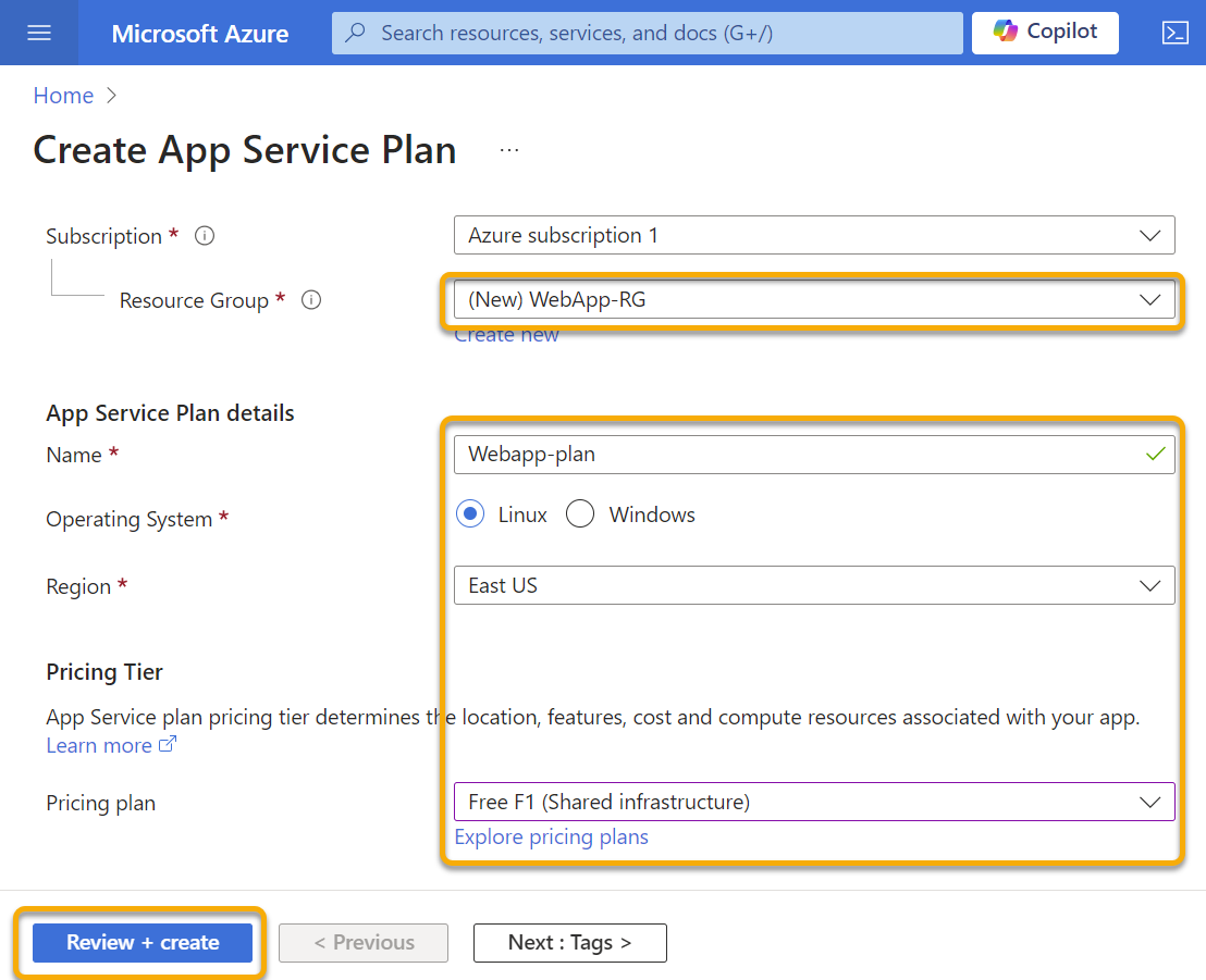 Azure app service plan