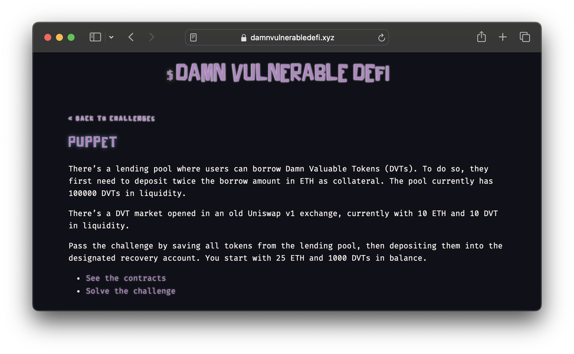 Challenge 8: Puppet, Damn vulnerable defi V4 lazy solutions series