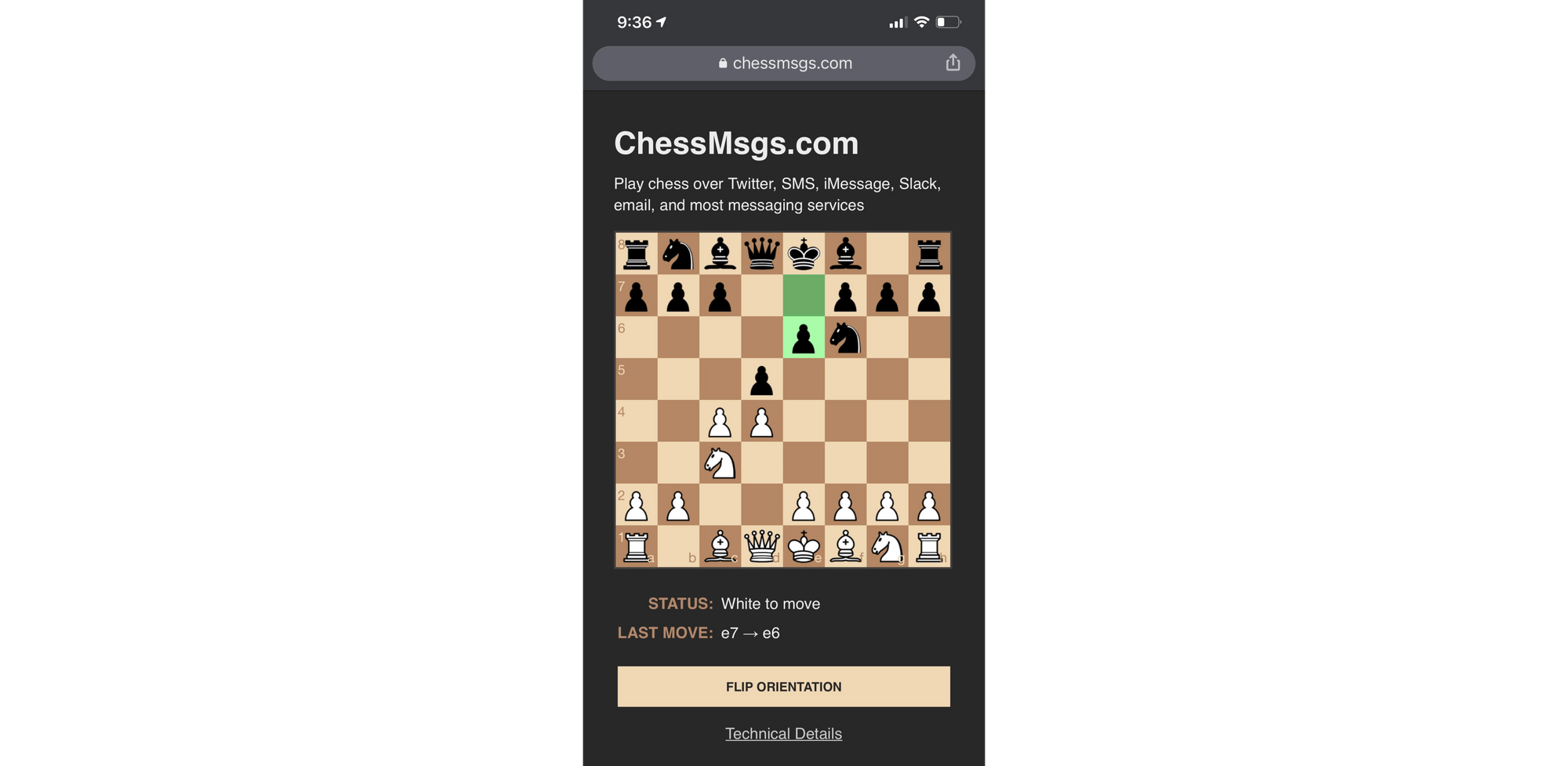 Play Chess via messaging apps