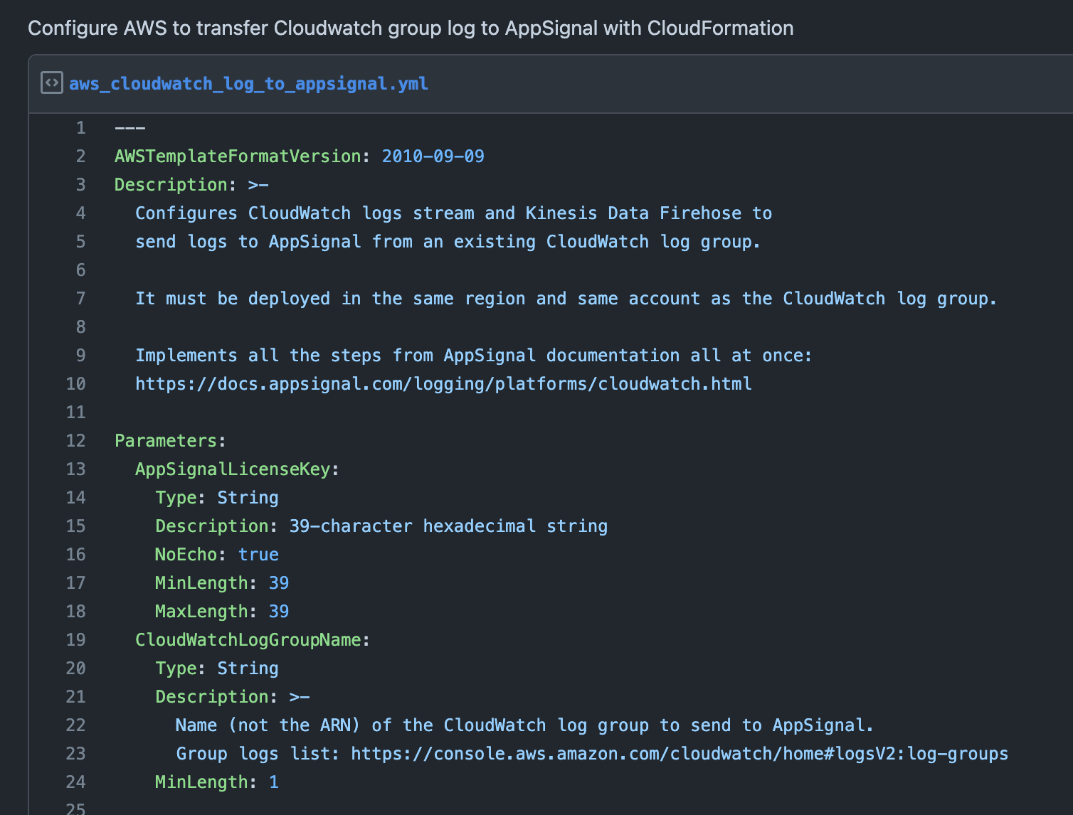 AppSignal logs from AWS CloudWatch: CloudFormation template!