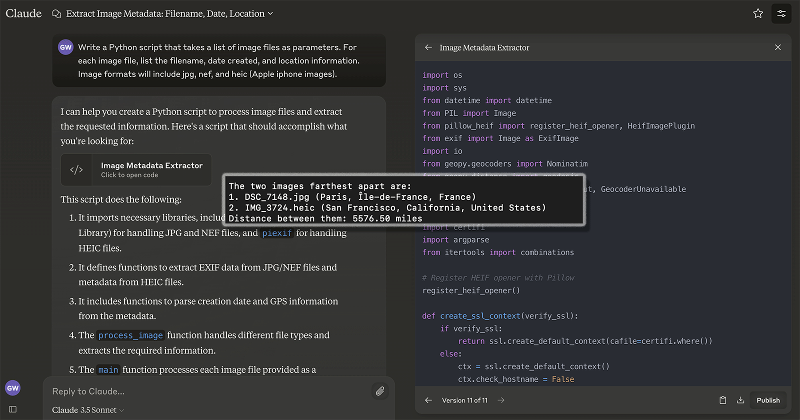 Fun with Anthropic Claude and image file geo-location