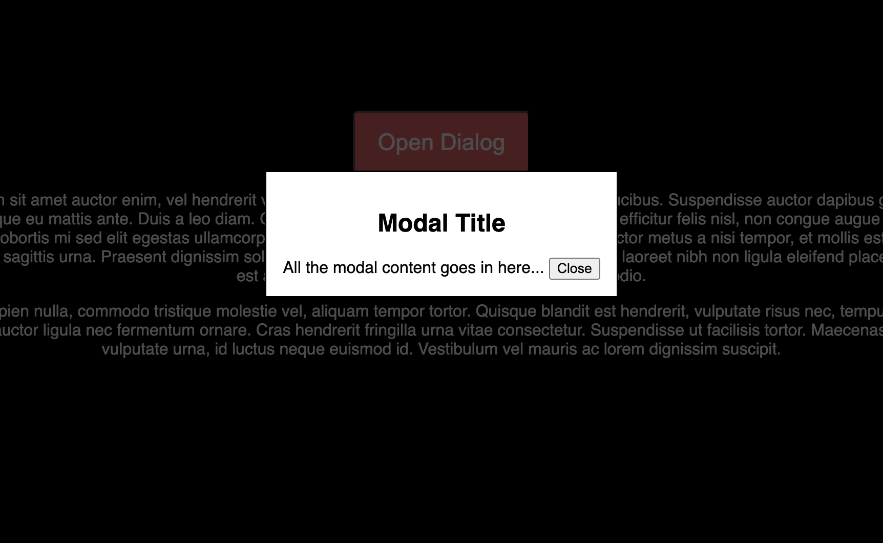 a modal dialog