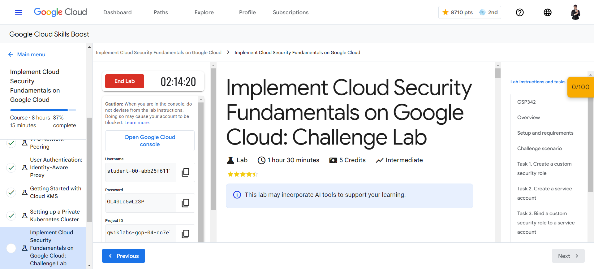 Implement Cloud Security Fundamentals on Google Cloud: Challenge Lab - GSP342