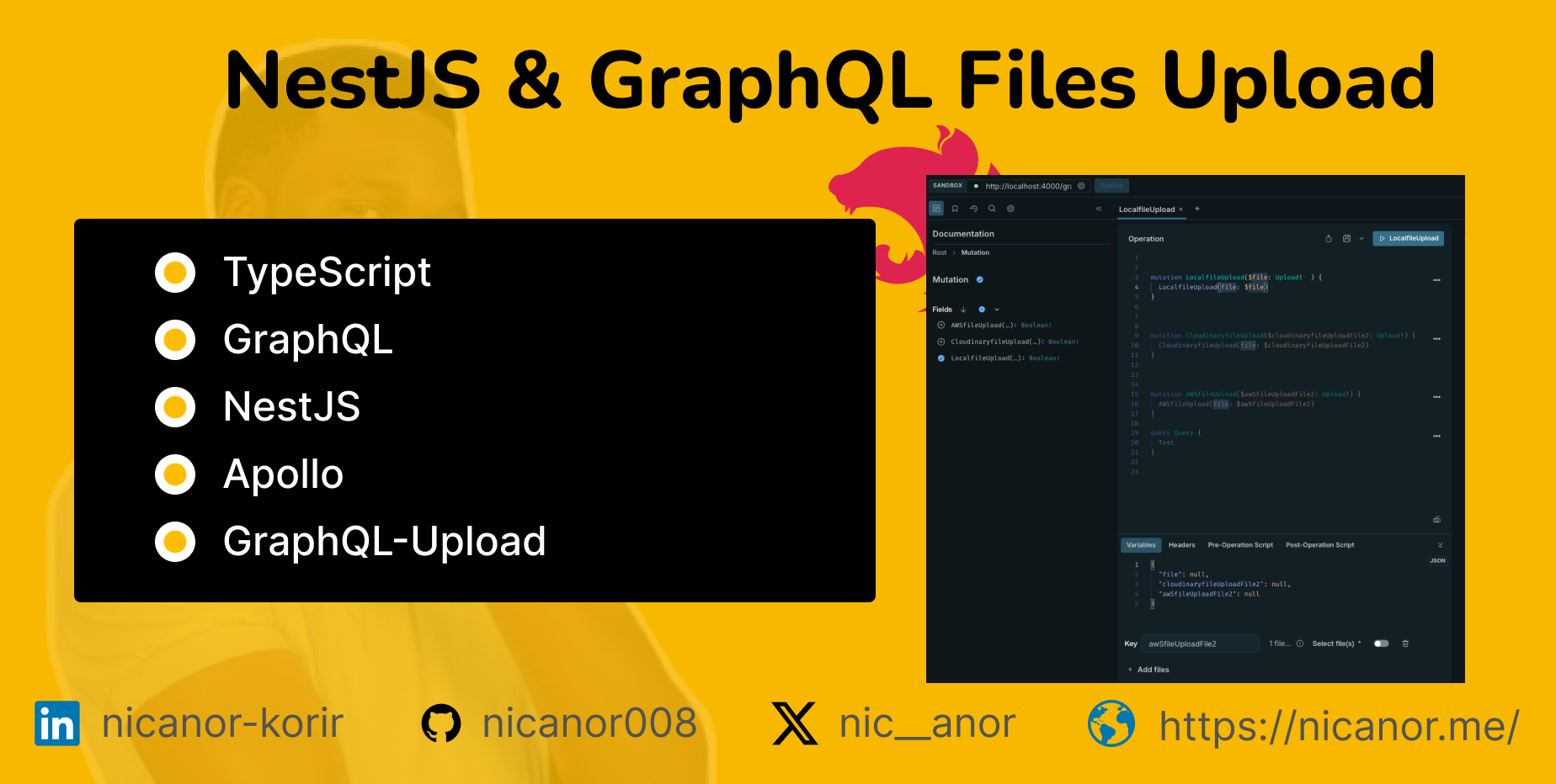 Upload files in NestJS & GraphQL