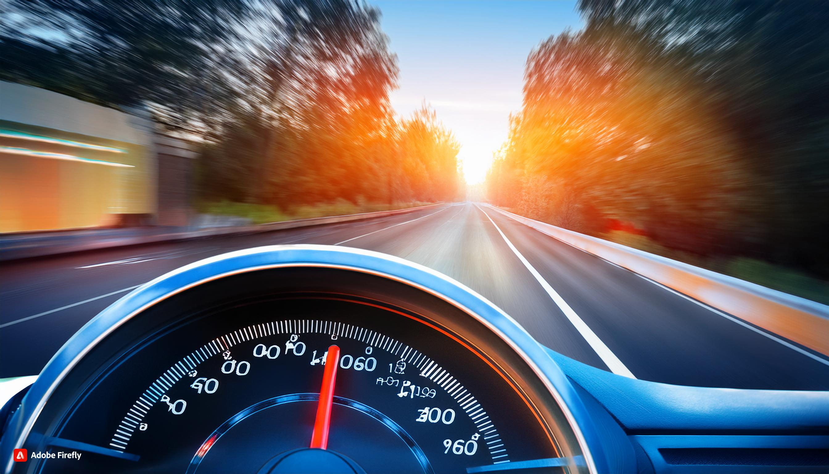 A speedometer needle racing towards the maximum speed limit, symbolizing the importance of website speed for achieving top search rankings and delivering an exceptional user experience.