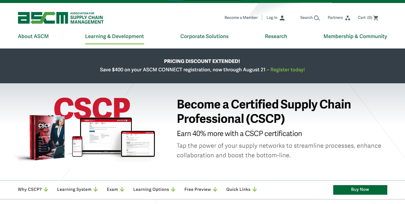 A screenshot of the CSCP certification portal