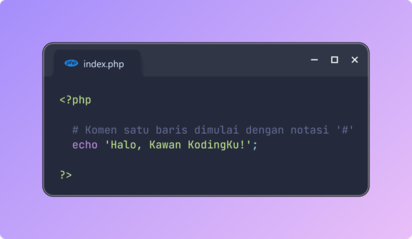 [Sumber: Dokumentasi Pribadi] Contoh Sintaks Comment Satu Baris Menggunakan "#"