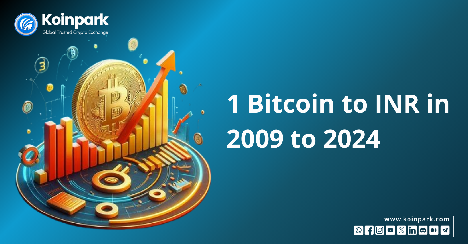 1 Bitcoin to INR from 2009 to 2024