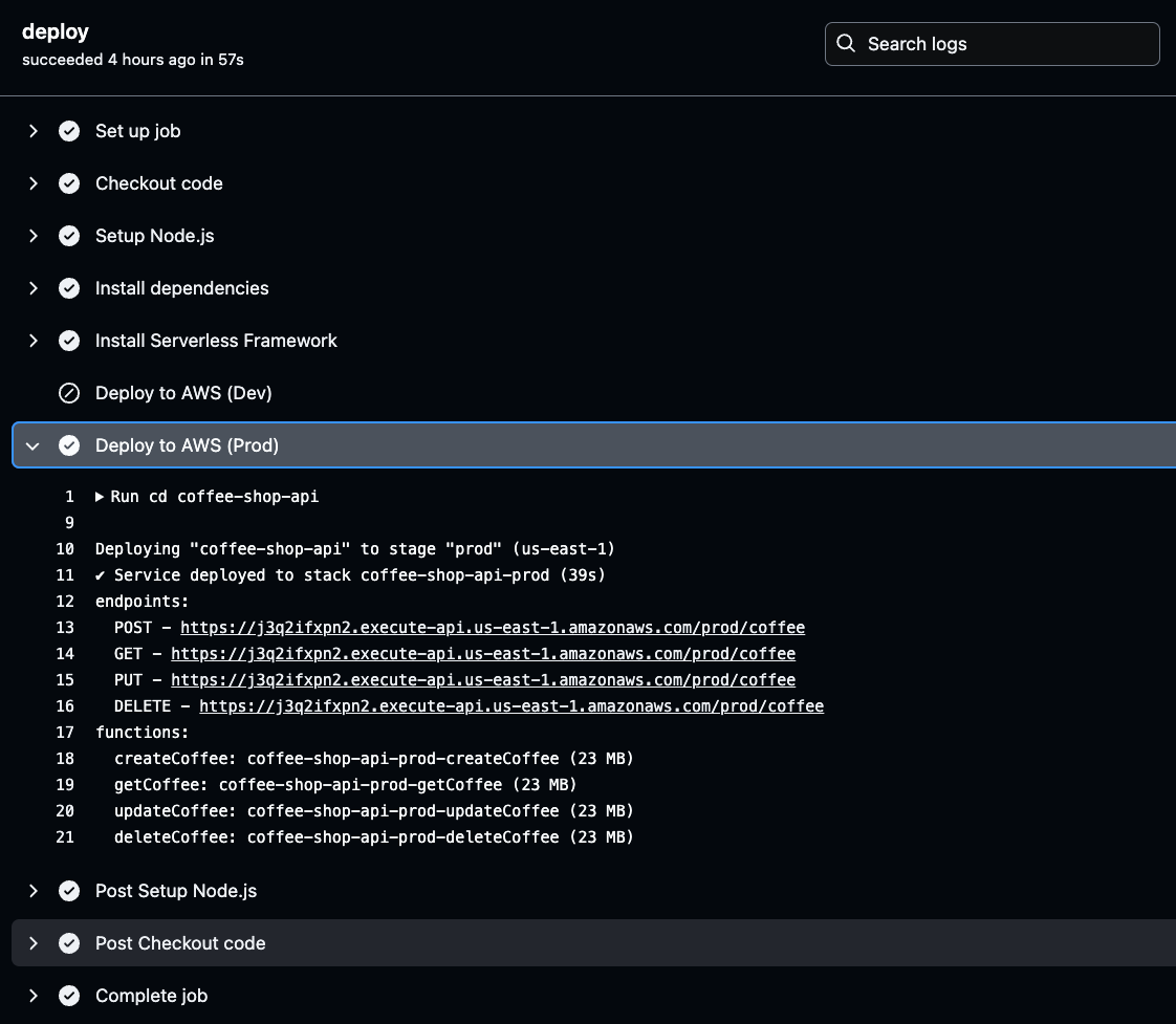 Detailed logs of a specific build run to review for errors or success.