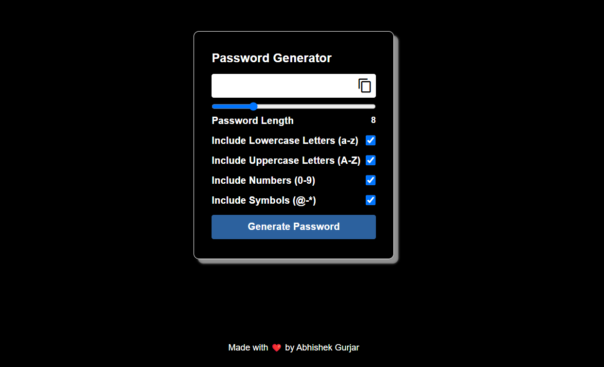 Build a Password Generator Website