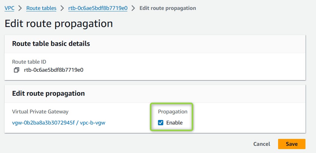 Enable Route Propagation