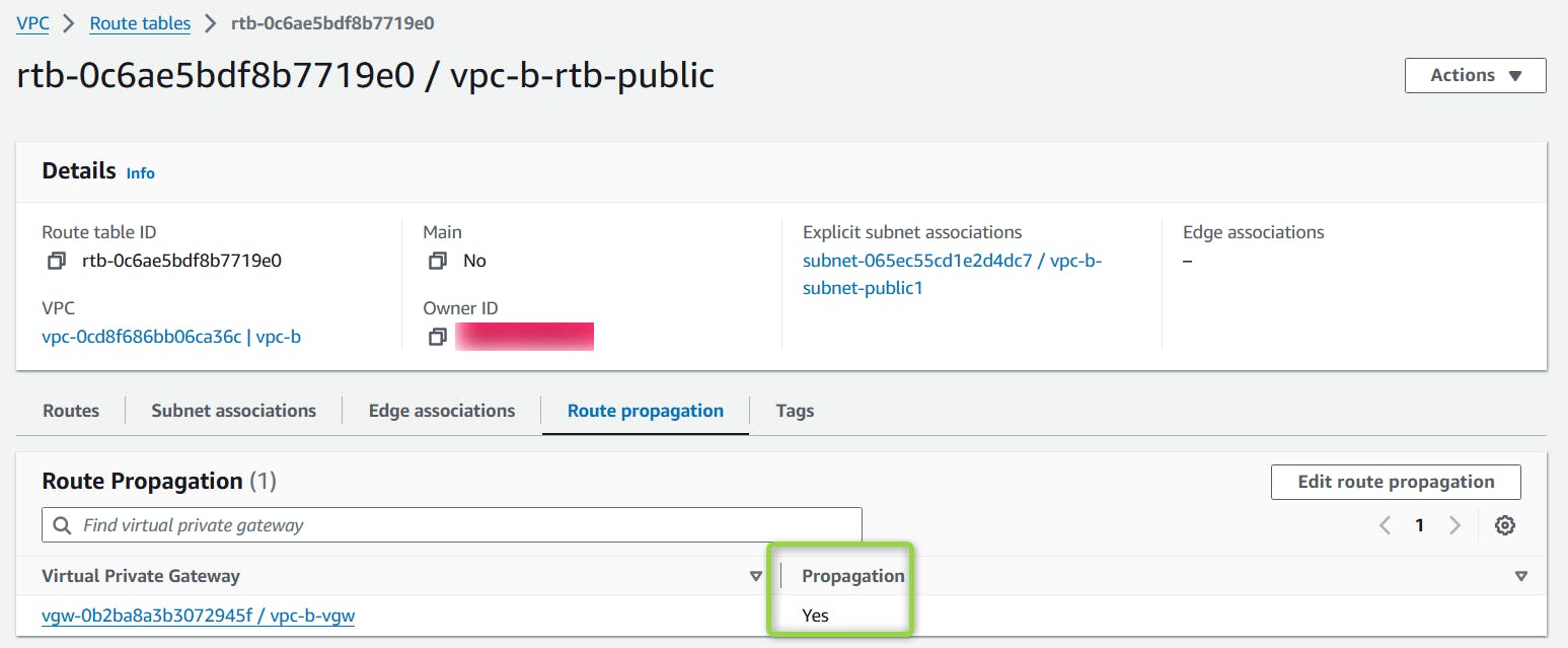 Route Propagation Enabled