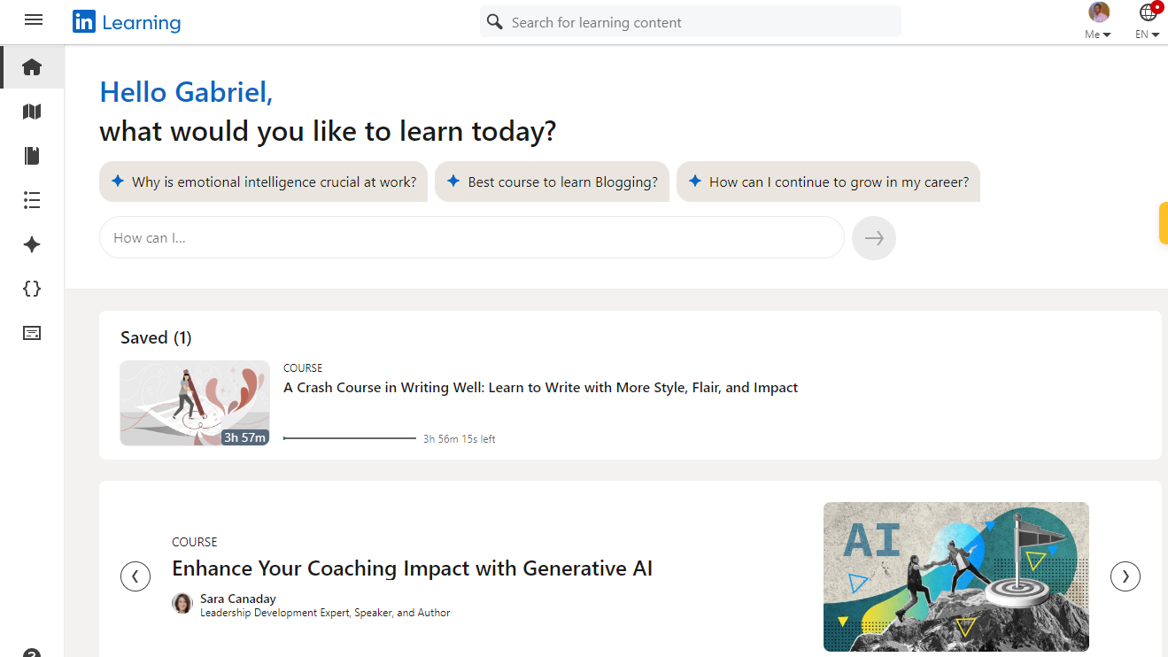 A Screenshot of LinkedIn Learning Course