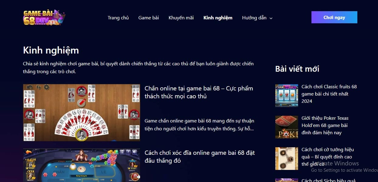 Khám phá những kinh nghiệm khi tham dự tại sảnh game bài 68