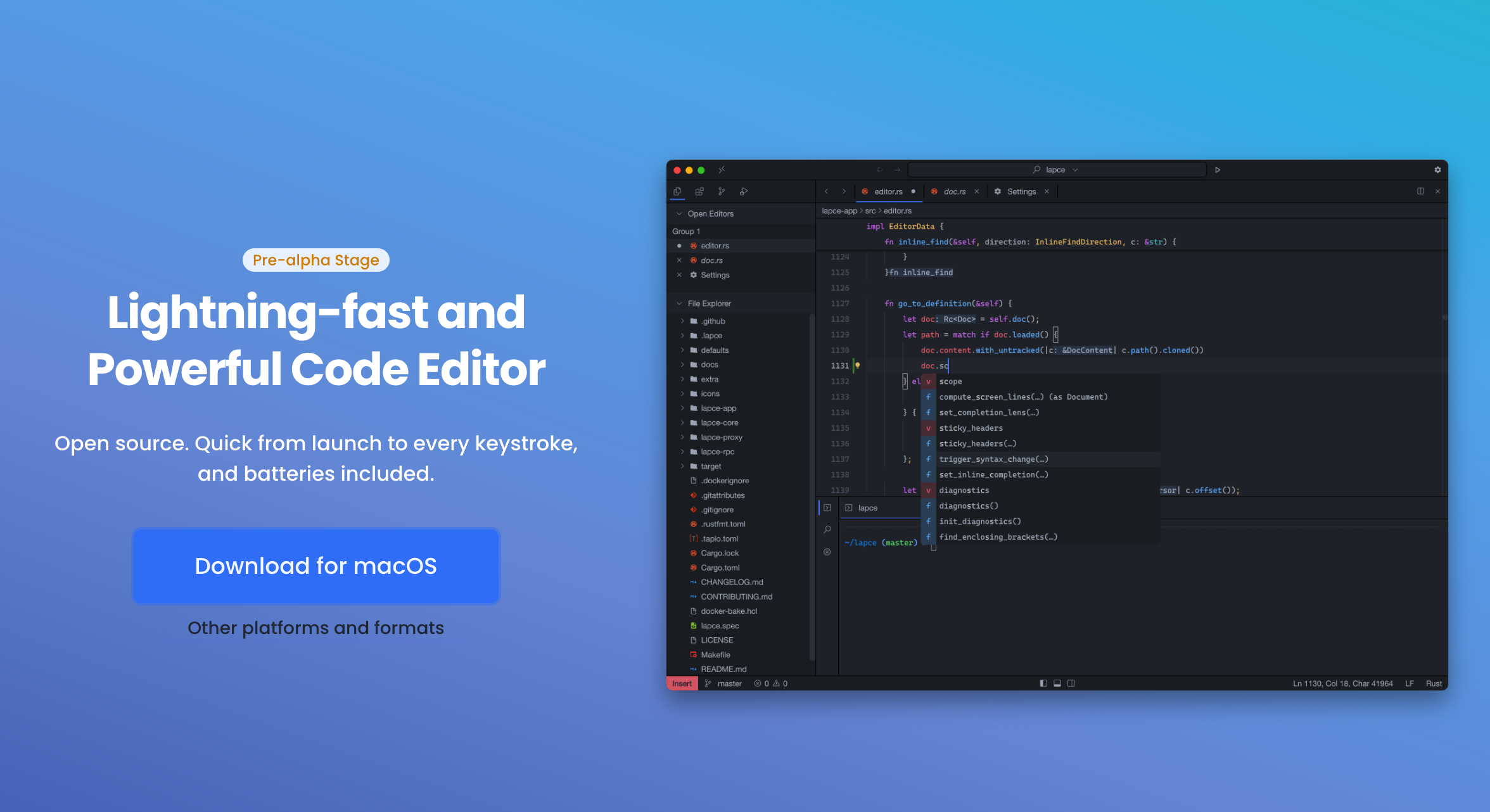 Lapce Code Editor: Fast, Modern, and Efficient