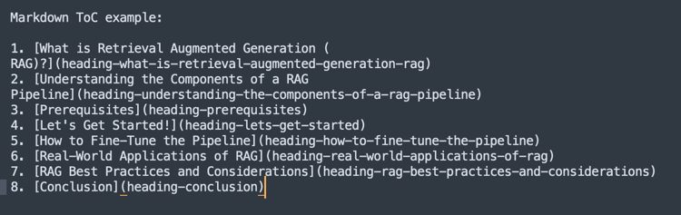 Markdown ToC example