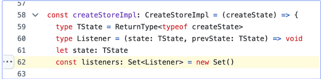 Set() usage in Zustand’s source code.