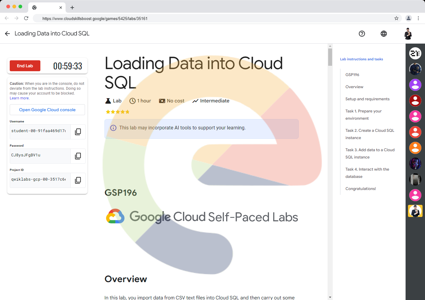 Loading Data into Cloud SQL - GSP196