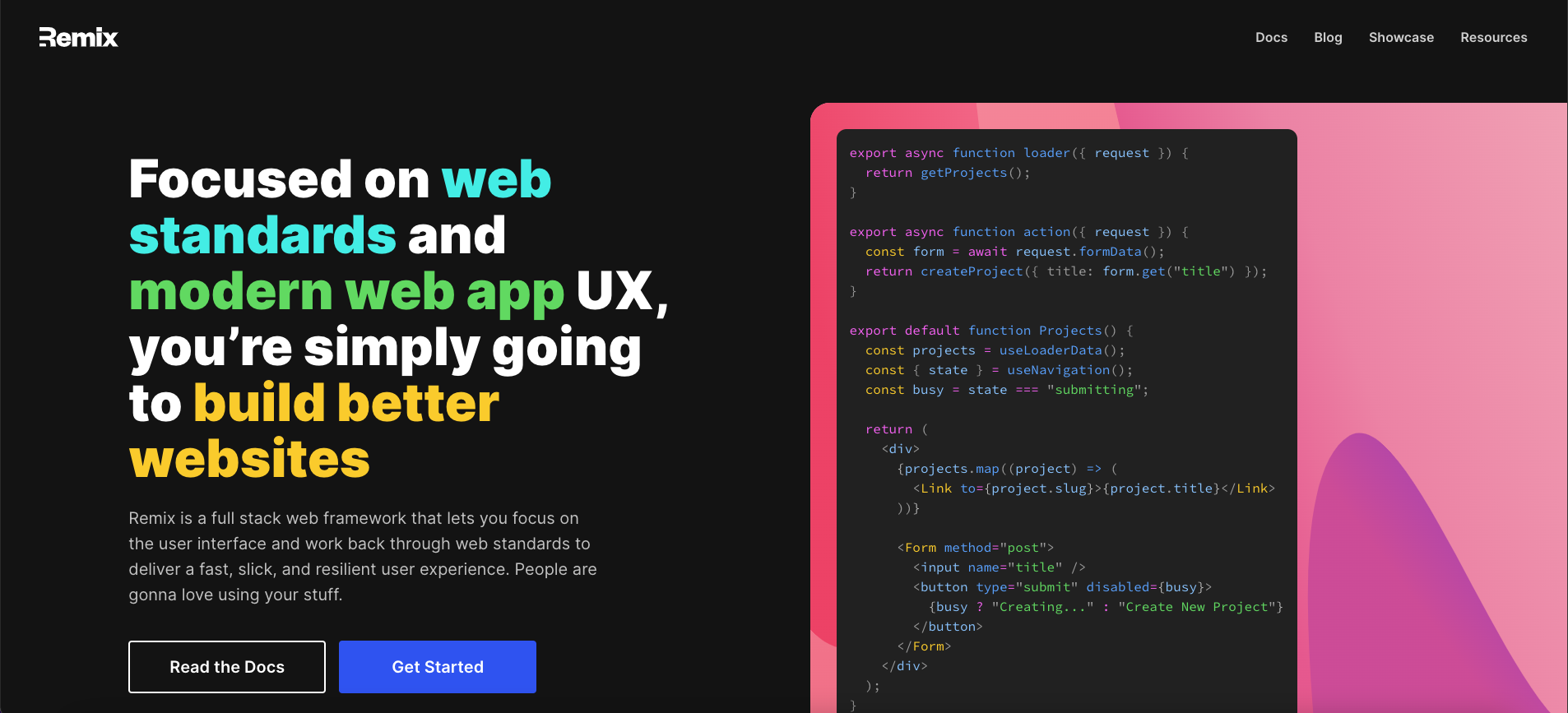 Remix React Framework - Modern Web Standards for Better UX