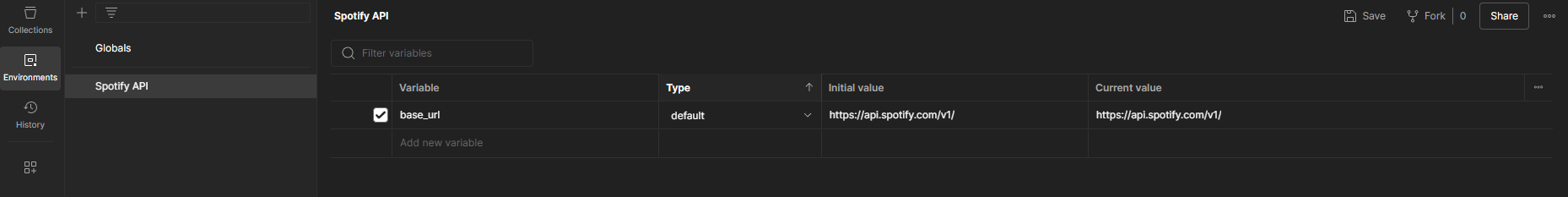 Creating an environment variable in Postman