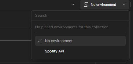 Selecting the created environment for the current collection in Postman