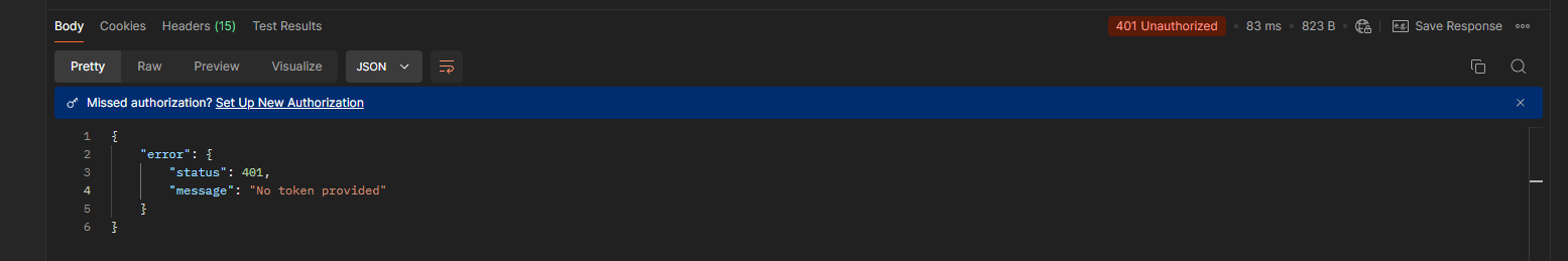 Viewing the first response of the sent HTTP request in Postman