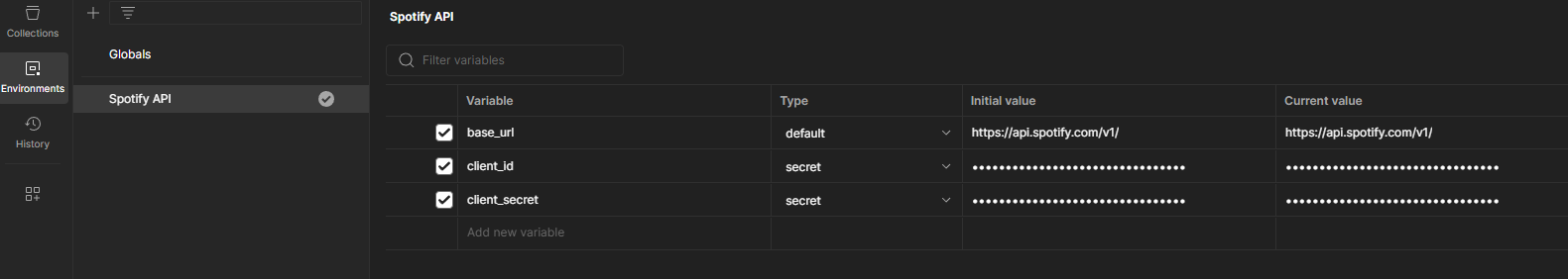 Adding environment variables for the Client ID and Client Secret