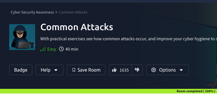 Cybersecurity Awareness: Common Attacks (TryHackMe)