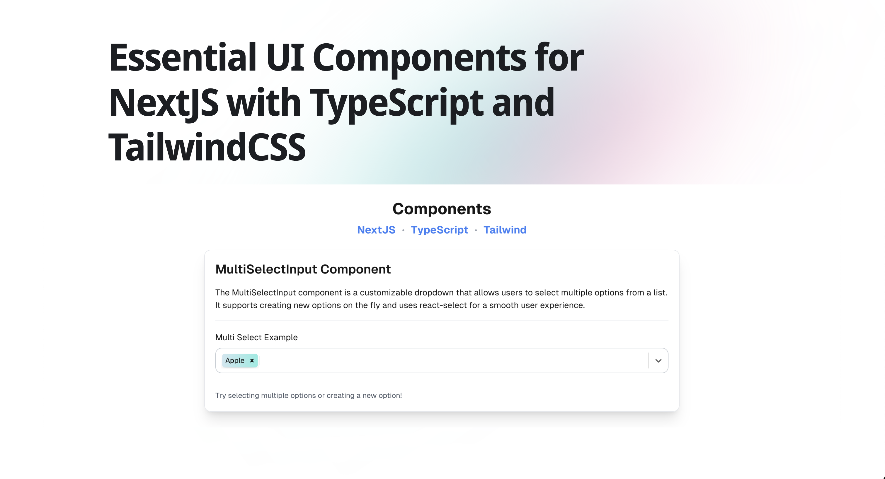 Essential UI Components for NextJS with TypeScript and TailwindCSS