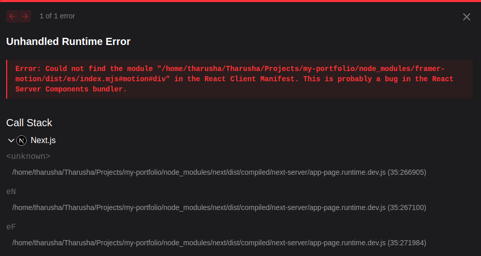 [Next.js] Unhandled Runtime Error