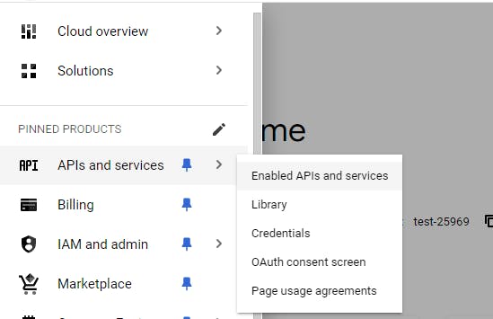 Google Cloud Console - Enable APIs and Services